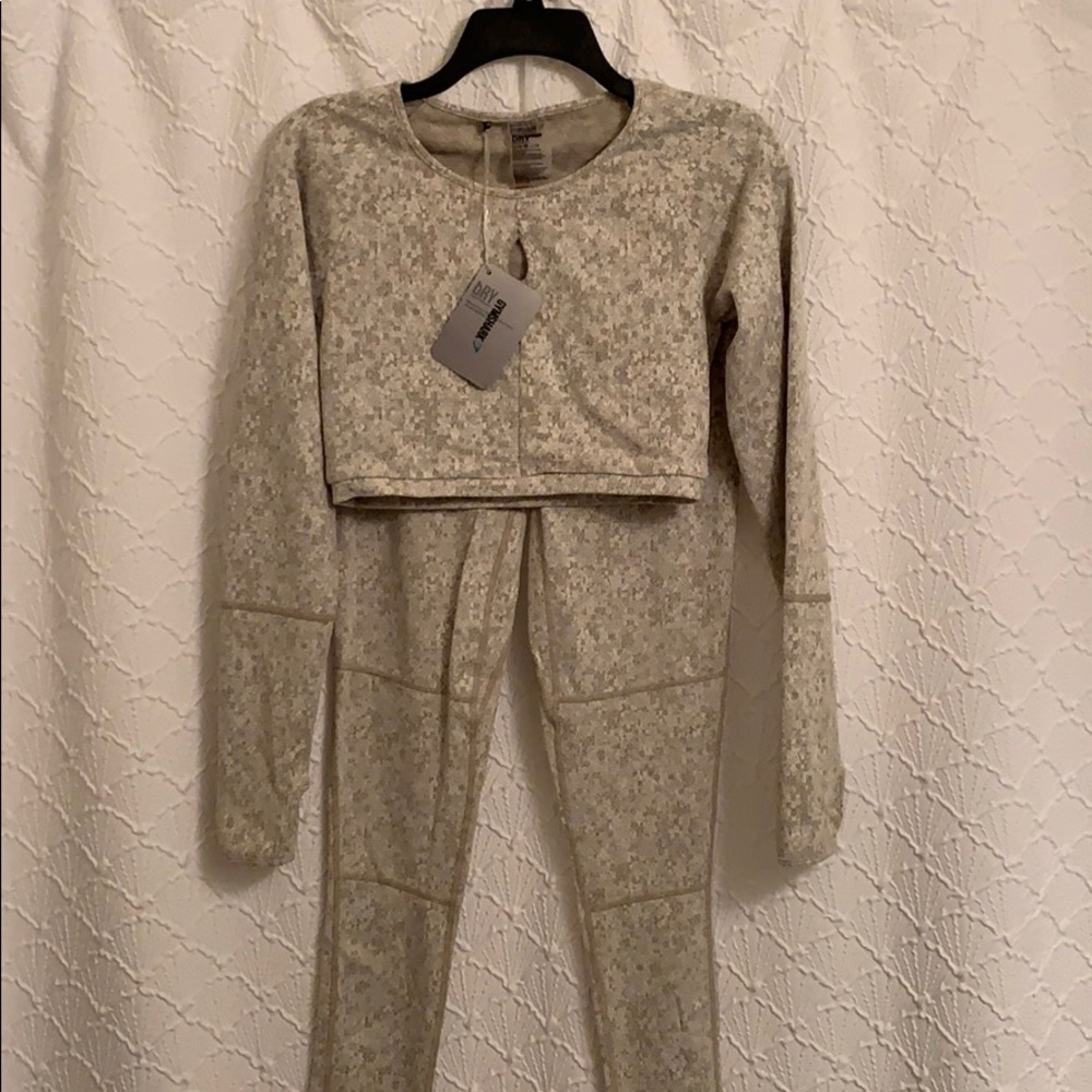 Gymshark Fleur Texture Khaki Marl Workout Set